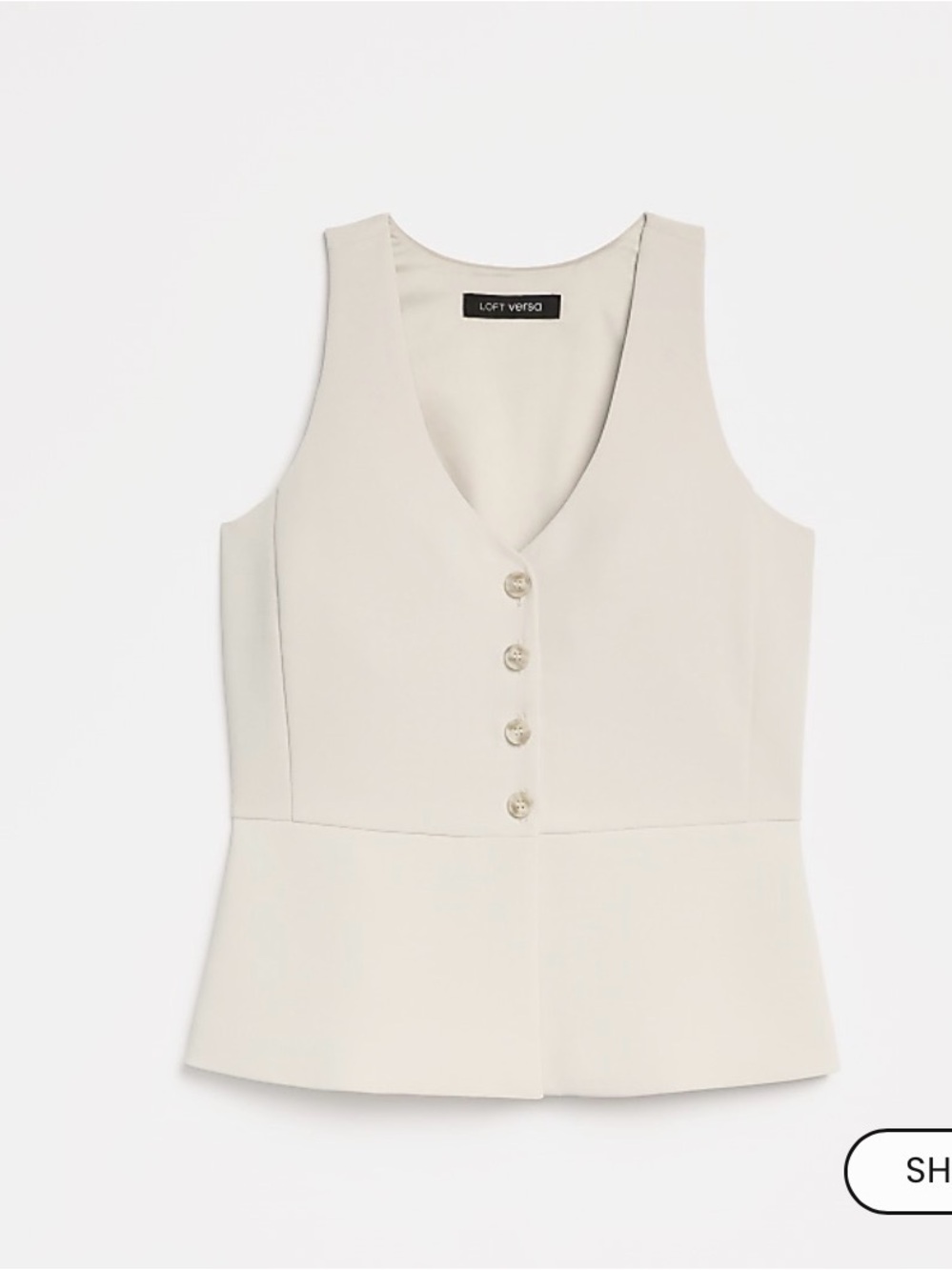 Incredible Loft Versa Cream Button-Front V-Neck Vest